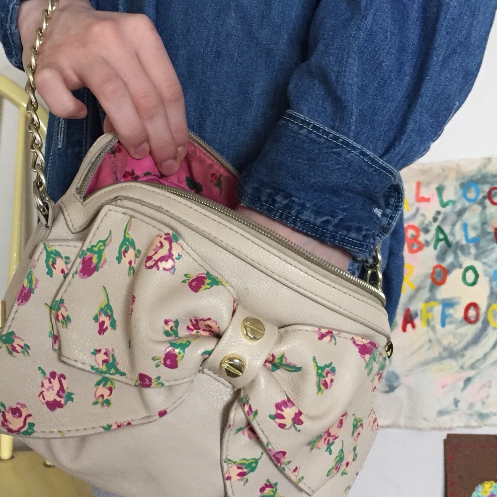 Betsey Johnson floral leather bag.